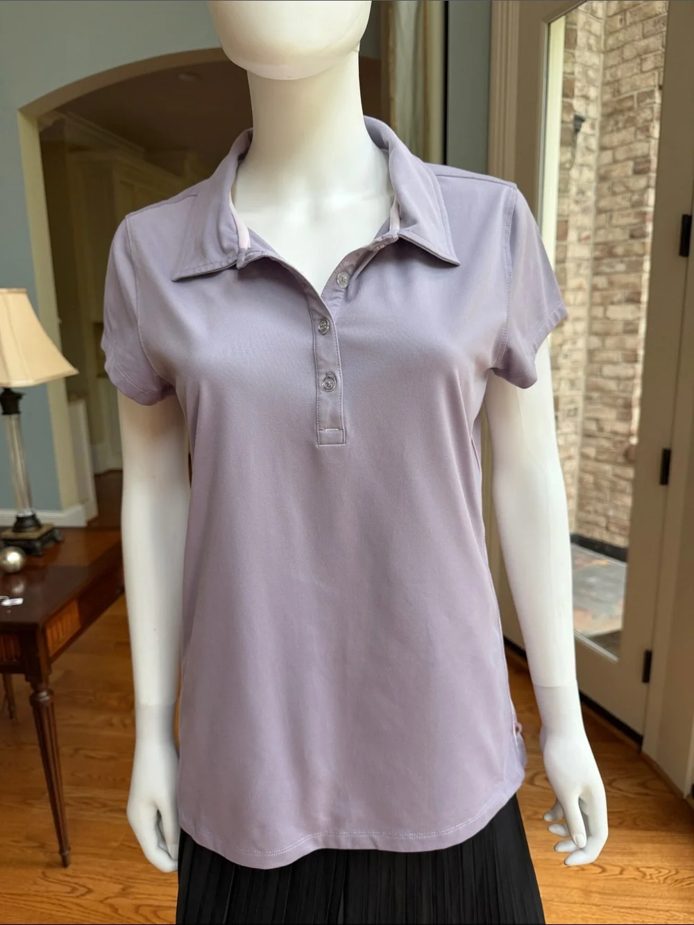ALO Yoga Lavender Short-Sleeve Polo Top